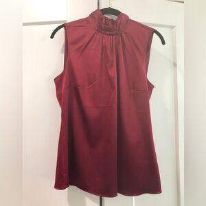 Red mock sleeveless dress top